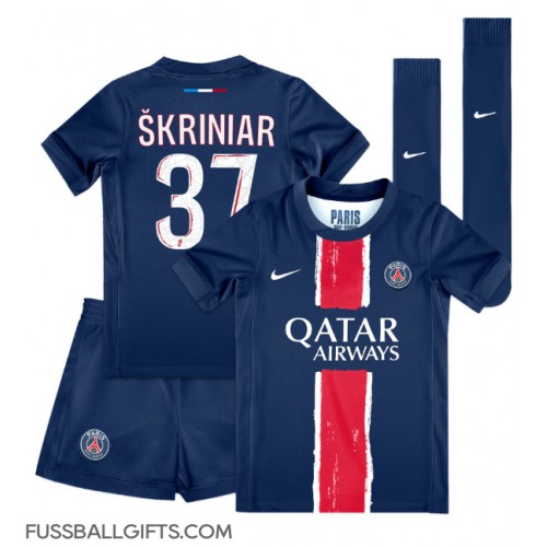 Paris Saint-Germain Milan Skriniar #37 Fußballbekleidung Heimtrikot Kinder 2024-25 Kurzarm (+ kurze hosen)